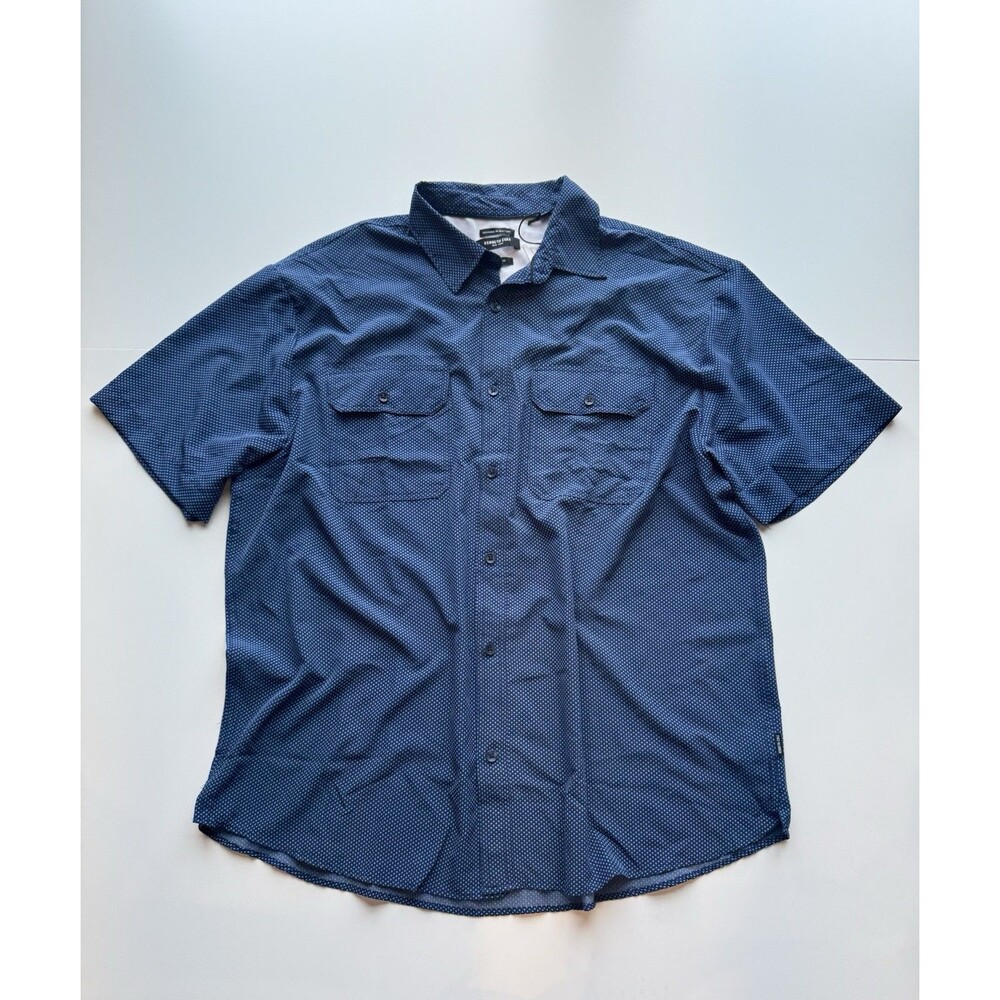Kenneth Cole New York Men’s Big & Tall 3XL Blue Geometric Short Sleeve Shirt